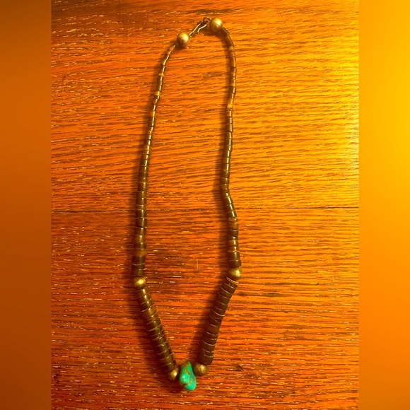 Vintage  beaded turquoise necklace - Picture 2 of 3